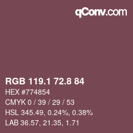 カラーコード: RGB 119.1 72.8 84 | qconv.com