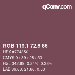 Color code: RGB 119.1 72.8 86 | qconv.com