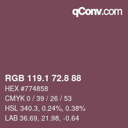 Color code: RGB 119.1 72.8 88 | qconv.com
