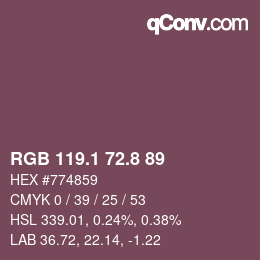 カラーコード: RGB 119.1 72.8 89 | qconv.com