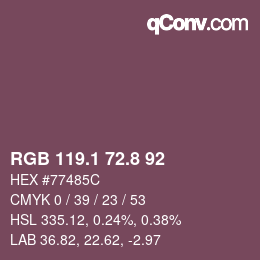 カラーコード: RGB 119.1 72.8 92 | qconv.com