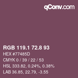 カラーコード: RGB 119.1 72.8 93 | qconv.com
