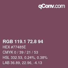 カラーコード: RGB 119.1 72.8 94 | qconv.com