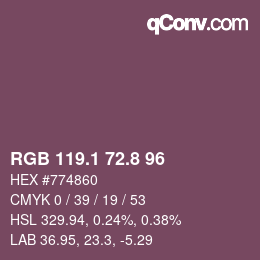 Color code: RGB 119.1 72.8 96 | qconv.com