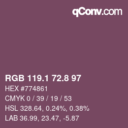 カラーコード: RGB 119.1 72.8 97 | qconv.com