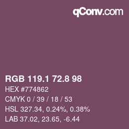 カラーコード: RGB 119.1 72.8 98 | qconv.com