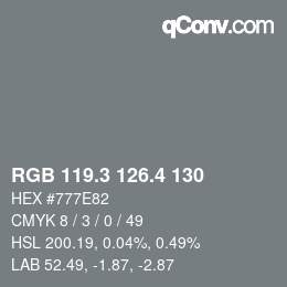 カラーコード: RGB 119.3 126.4 130 | qconv.com