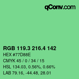 カラーコード: RGB 119.3 216.4 142 | qconv.com