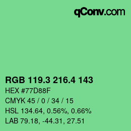 カラーコード: RGB 119.3 216.4 143 | qconv.com