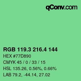 カラーコード: RGB 119.3 216.4 144 | qconv.com