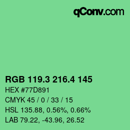 カラーコード: RGB 119.3 216.4 145 | qconv.com