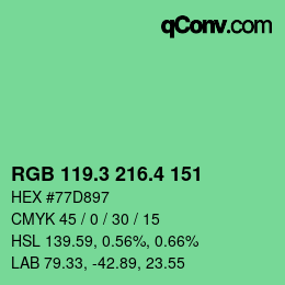 カラーコード: RGB 119.3 216.4 151 | qconv.com