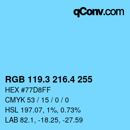 カラーコード: RGB 119.3 216.4 255 | qconv.com