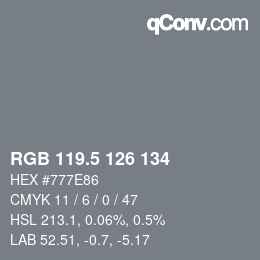 Color code: RGB 119.5 126 134 | qconv.com