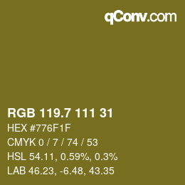 カラーコード: RGB 119.7 111 31 | qconv.com
