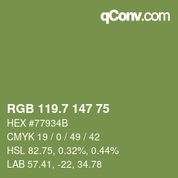 カラーコード: RGB 119.7 147 75 | qconv.com