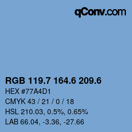 カラーコード: RGB 119.7 164.6 209.6 | qconv.com
