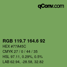 カラーコード: RGB 119.7 164.6 92 | qconv.com