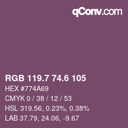 カラーコード: RGB 119.7 74.6 105 | qconv.com