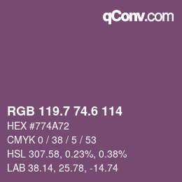 カラーコード: RGB 119.7 74.6 114 | qconv.com