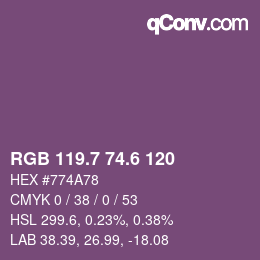 カラーコード: RGB 119.7 74.6 120 | qconv.com