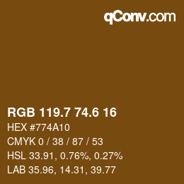 カラーコード: RGB 119.7 74.6 16 | qconv.com