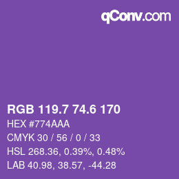 カラーコード: RGB 119.7 74.6 170 | qconv.com