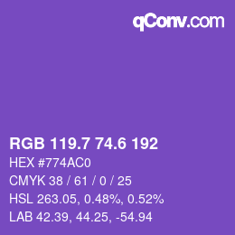 カラーコード: RGB 119.7 74.6 192 | qconv.com