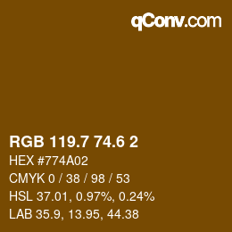 カラーコード: RGB 119.7 74.6 2 | qconv.com