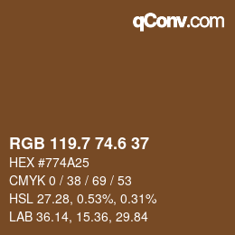 カラーコード: RGB 119.7 74.6 37 | qconv.com