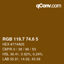 カラーコード: RGB 119.7 74.6 5 | qconv.com