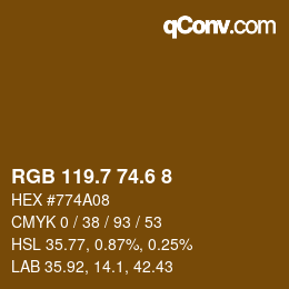 カラーコード: RGB 119.7 74.6 8 | qconv.com