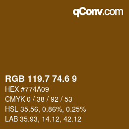 カラーコード: RGB 119.7 74.6 9 | qconv.com
