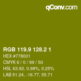 カラーコード: RGB 119.9 128.2 1 | qconv.com