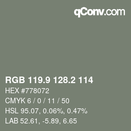 Color code: RGB 119.9 128.2 114 | qconv.com