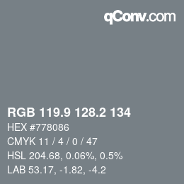 Color code: RGB 119.9 128.2 134 | qconv.com