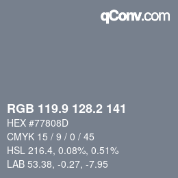 Color code: RGB 119.9 128.2 141 | qconv.com