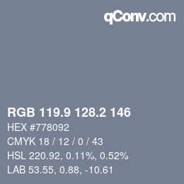 カラーコード: RGB 119.9 128.2 146 | qconv.com