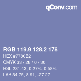 Color code: RGB 119.9 128.2 178 | qconv.com