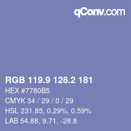 Farbcode: RGB 119.9 128.2 181 | qconv.com