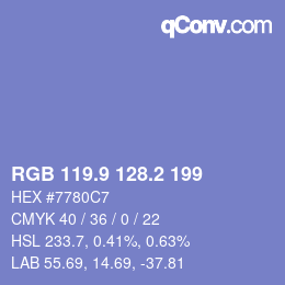 Color code: RGB 119.9 128.2 199 | qconv.com