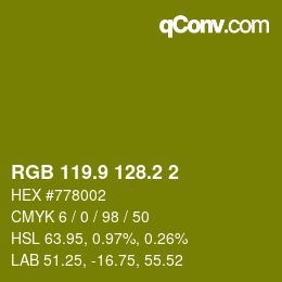 カラーコード: RGB 119.9 128.2 2 | qconv.com