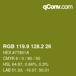 カラーコード: RGB 119.9 128.2 26 | qconv.com