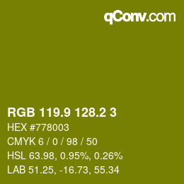 カラーコード: RGB 119.9 128.2 3 | qconv.com