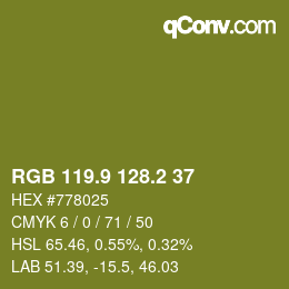 カラーコード: RGB 119.9 128.2 37 | qconv.com