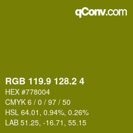 カラーコード: RGB 119.9 128.2 4 | qconv.com
