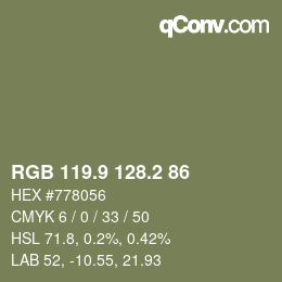 Color code: RGB 119.9 128.2 86 | qconv.com