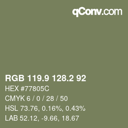 Color code: RGB 119.9 128.2 92 | qconv.com