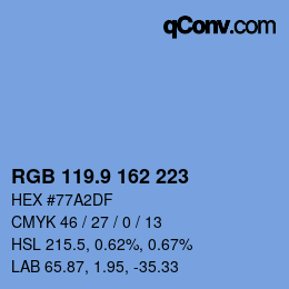 カラーコード: RGB 119.9 162 223 | qconv.com