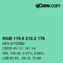 カラーコード: RGB 119.9 218.2 178 | qconv.com